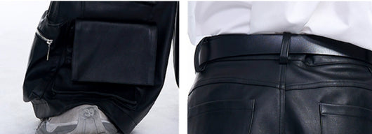 Pantalón de Cuero Ancho Otoñal con Bolsillos Tridimensionales - Image 10