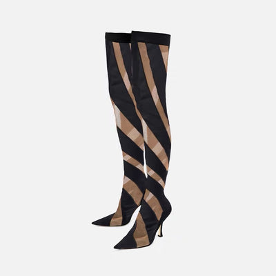 Tacones Altos Over Knee Mesh Calado Punta Aguda - Image 10