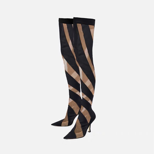Tacones Altos Over Knee Mesh Calado Punta Aguda - Image 10