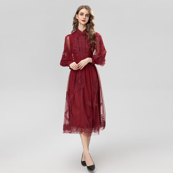 Vestido Niña Burdeos con Cintura Elegante