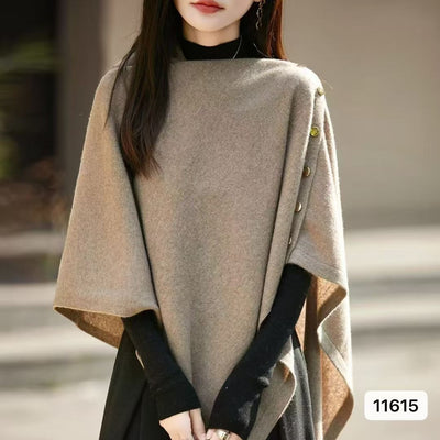 Poncho Capa Tejida Suelta para Mujer - Diseño Liso y Versátil - Image 8