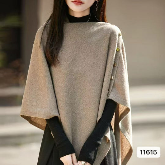 Poncho Capa Tejida Suelta para Mujer - Diseño Liso y Versátil - Image 8