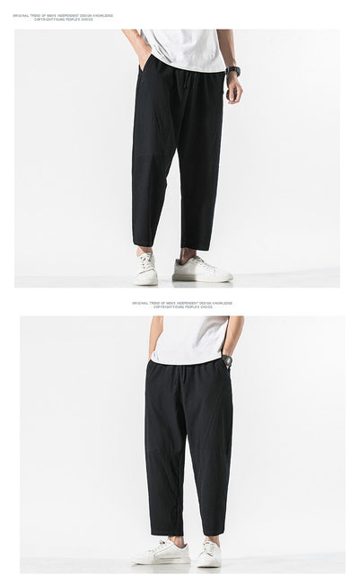 Pantalones Casuales Talla Grande Hombre - Corte Recto Algodón Lino Estilo Retro - Image 14