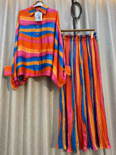 Conjunto de Dos Piezas: Blusa Estampada Personalizada + Pantalón Ancho de Cintura Alta - Image 39