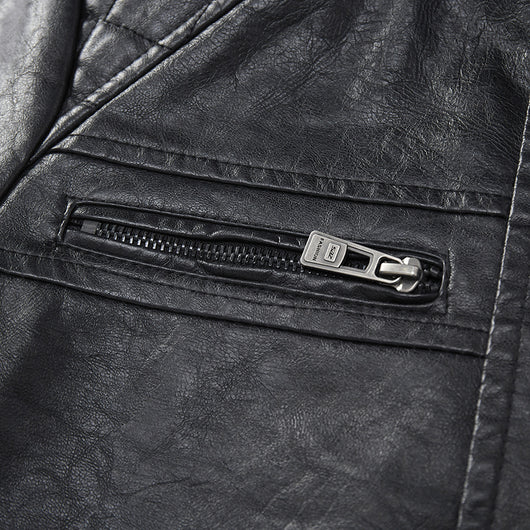 Chaqueta de Cuero PU Moderna con Bolsillos para Hombre - Image 3