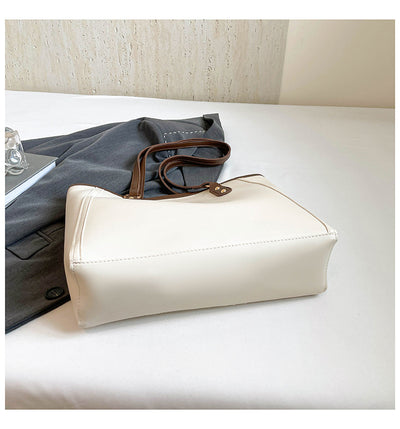 Bolsa Tote Retro Bicolor de Gran Capacidad - Estilo y Funcionalidad - Image 14