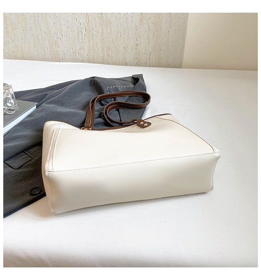 Bolsa Tote Retro Bicolor de Gran Capacidad - Estilo y Funcionalidad - Image 14