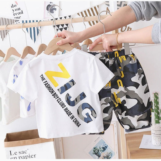 Conjunto de Verano Infantil Camuflado - Short y Playera para Niños y Niñas