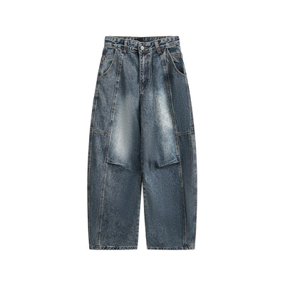 Pantalones Vaqueros Holgados Retro con Pliegues Lavados para Hombre - Image 5