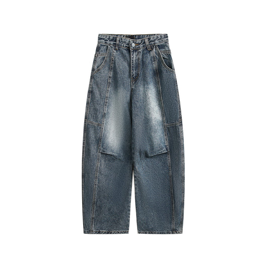 Pantalones Vaqueros Holgados Retro con Pliegues Lavados para Hombre - Image 5