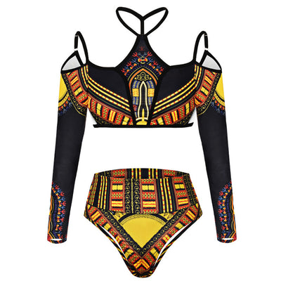 Bikini Estampado de Cintura Alta con Manga Larga - Image 9