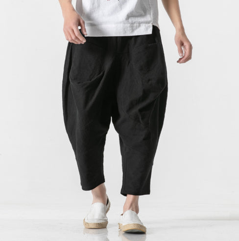 Pantalones Holgados de Algodón y Lino para Hombre - Image 11
