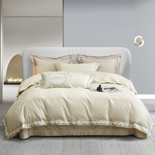 Juego de Cama Algodón Puro Jacquard Europeo 4 Piezas Lujo - Image 9
