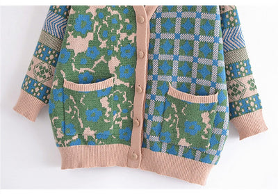Suéter de Lana Tejido Jacquard Suelto para Mujer con Botón Simple - Image 3