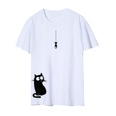 Camiseta Cuello Redondo con Gato Lateral - Diseño Europeo y Americano - Image 16