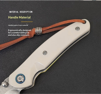 Cuchillo Plegable Acero Damasco para Aventuras al Aire Libre - Image 7