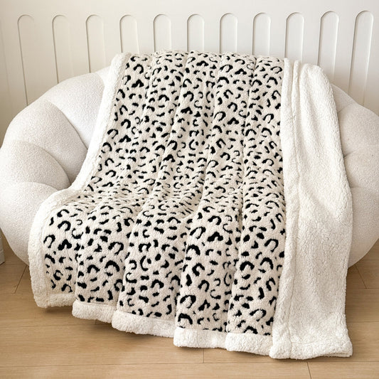 Manta de Tafetán Jacquard Estampado Leopardo Doble Capa