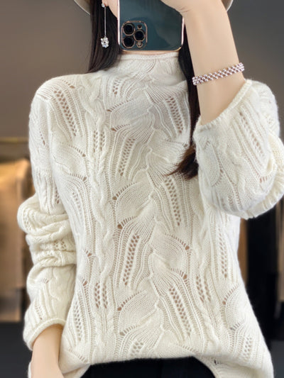 Suéter Hueco Cuello Alto Liso para Otoño e Invierno - Image 2