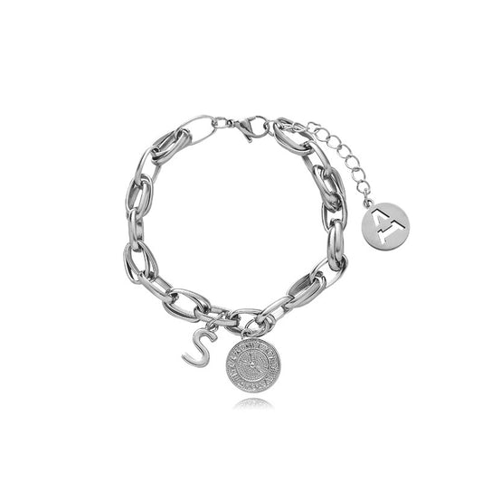 Pulsera Retro de Acero Titanio para Mujer - Estilo Vintage Moderno