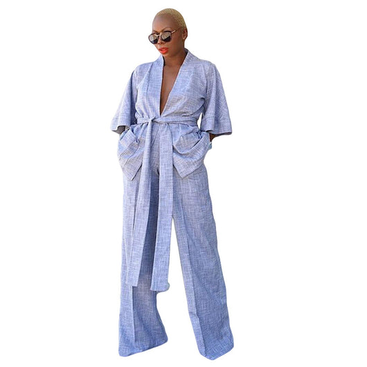 Conjunto de Pijama Cómodo con Cinturón - Dos Piezas - Image 5