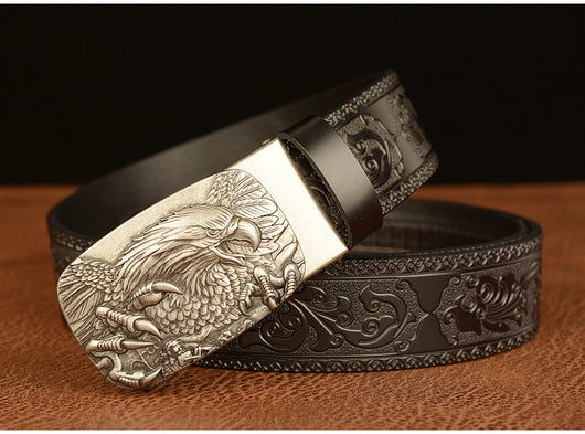 Cinturón de Cuero con Hebilla Automática y Águila Grabada Personalizada - Image 12