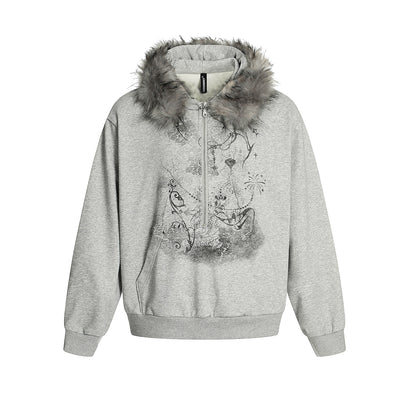 Suéter Cardigan con Cuello de Piel y Cierre de Cremallera - Image 2