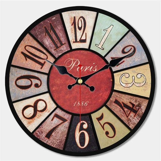 Reloj de Pared Decorativo Vintage en Madera con Puntero Silencioso