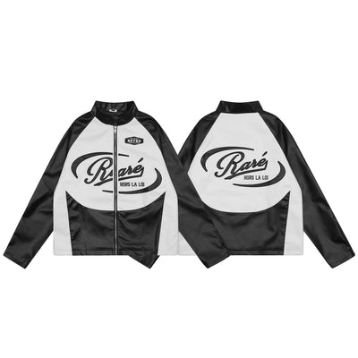 Chaqueta Bomber de Cuero con Parches de Letras - Estilo Locomotora Vintage Unisex - Image 7