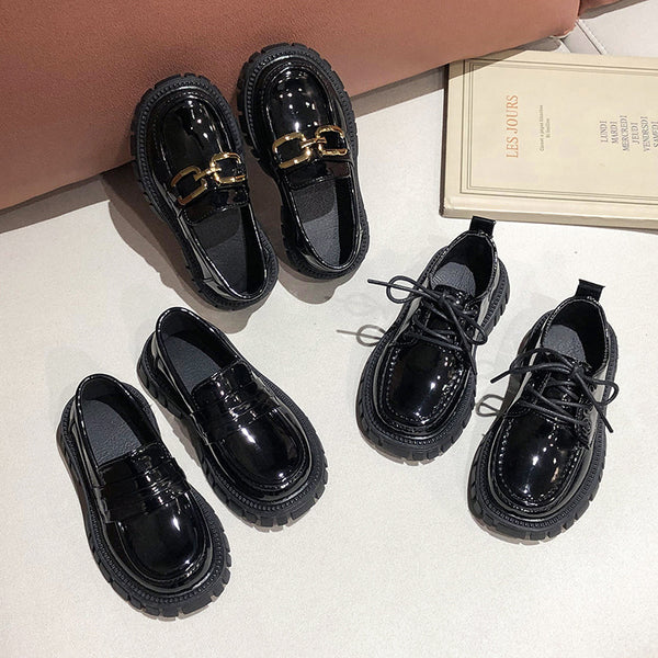 Zapatos Infantiles Formales Estilo Inglés con Suela Gruesa