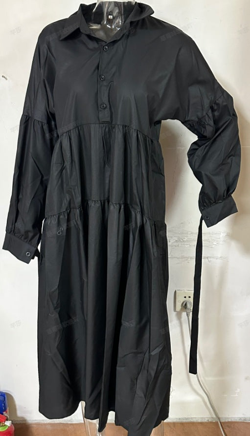 Vestido Camisero Plisado con Mangas Abullonadas - Corte Amplio para Mujer - Image 8