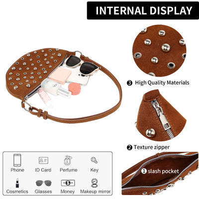Bolsa Crossbody Retro con Remaches Acabado Metalizado Mate - Image 23
