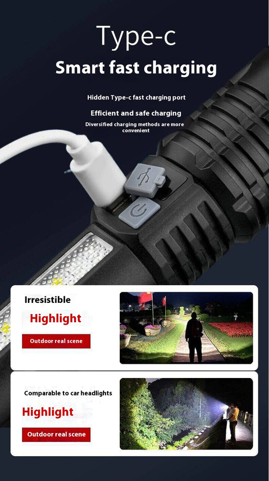 Linterna Táctica Recargable con Zoom y Láser Blanco para Patrullaje - Image 24