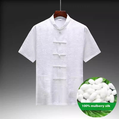 Traje Tang de Seda Mulberry para Hombre - Elegancia Tradicional China - Image 28