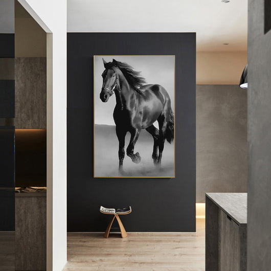 Cuadro Caballo Negro Moderno para Sala de Estar - Arte de Pared Contemporáneo - Image 8