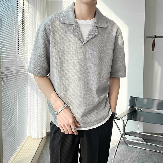 Polo Holgado de Manga Corta Primavera Verano - Diseño Minimalista con Hombro Caído - Image 2