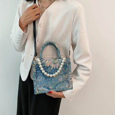 Bolsa Tote Jacquard Perla con Diseño Jardín de Monet - Image 8