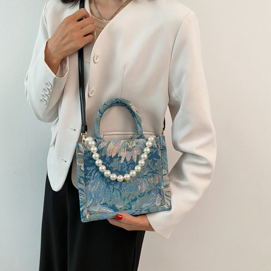 Bolsa Tote Jacquard Perla con Diseño Jardín de Monet - Image 8