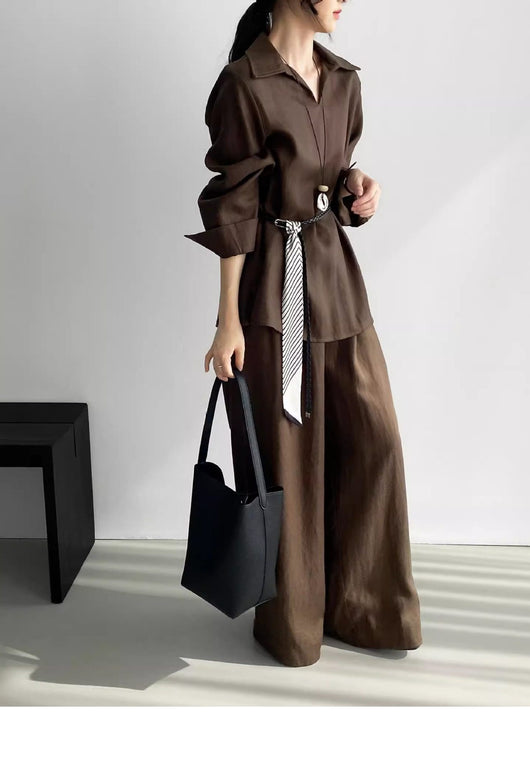 Conjunto de Blusa Casual y Pantalón Ancho con Cintura Elástica - Image 18