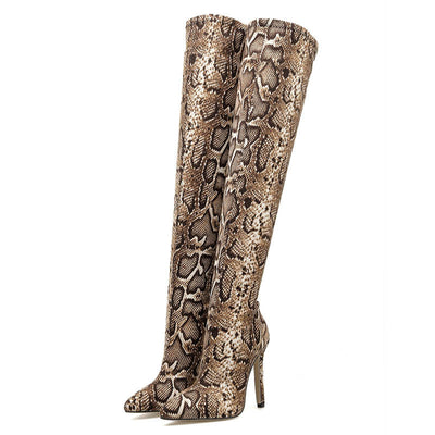 Botas Stiletto Stretch Sobre la Rodilla con Estampado Puntudo - Image 4