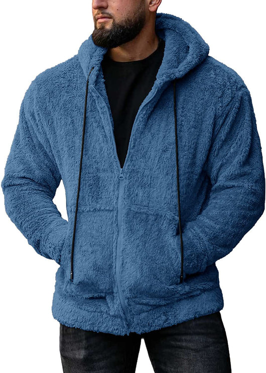 Cardigan Hoodie de Felpa Liso para Hombre - Image 17