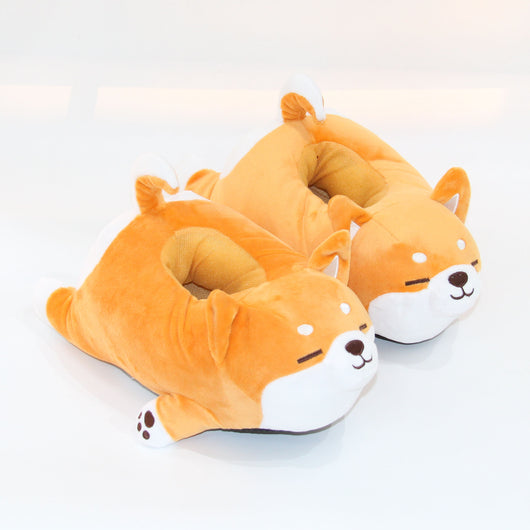 Pantuflas Corgi de Peluche Suave - Zapatos de Casa Cómodos en Algodón