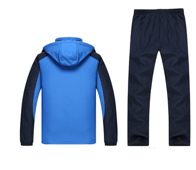 Men's blue and navy hooded tracksuit with full-zip jacket and matching pants, featuring a 'POPULAR' graphic. - Image 5