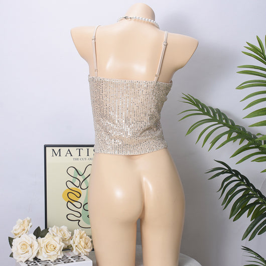 Vestido Lentejuelas Espalda Descubierta con Tirantes Ajustables - Image 19