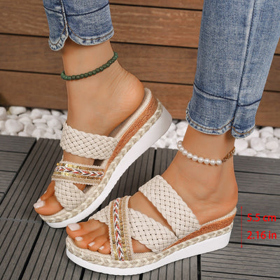 Pantuflas Casuales Tejidas en Cáñamo con Suela Reforzada para Mujer - Image 24