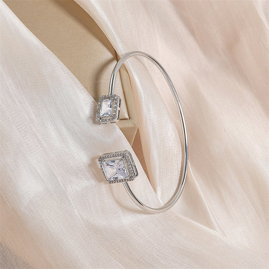 Pulsera de Diamante Agua Elegante para Mujer con Incrustaciones de Gota de Agua y Diamante Cuadrado - Image 2