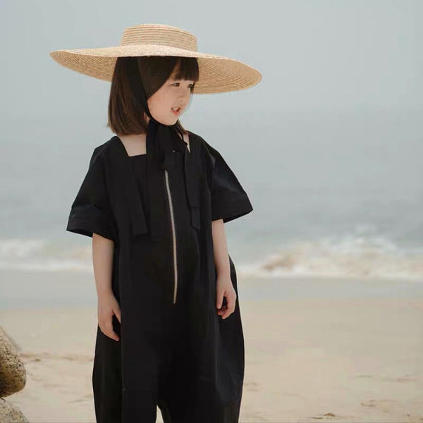 Sombrero de Paja Retro con Ala Ancha para Niños - Protección Solar