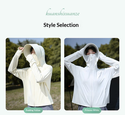 Ropa de Protección Solar Tipo Ice Silk con Ala Ancha para Mujer - Image 21