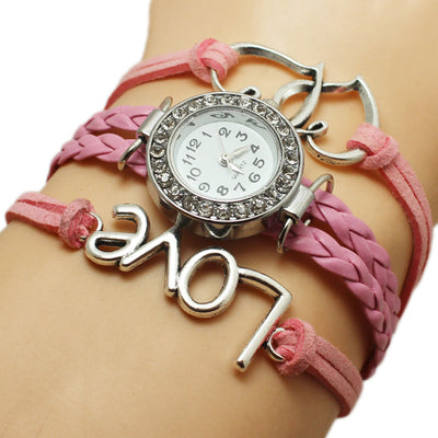 Reloj Pulsera Doble Corazón Tejido Multicapa - Acero Aleado - Image 8