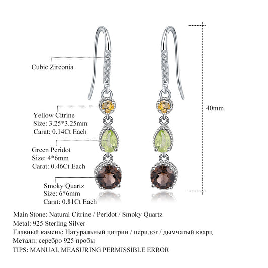 Aretes de Piedras Preciosas Naturales Elegantes en Plata S925 - Image 2
