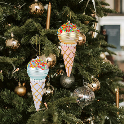 Adorno Navideño de Árbol Helado con Colgante de Vidrio